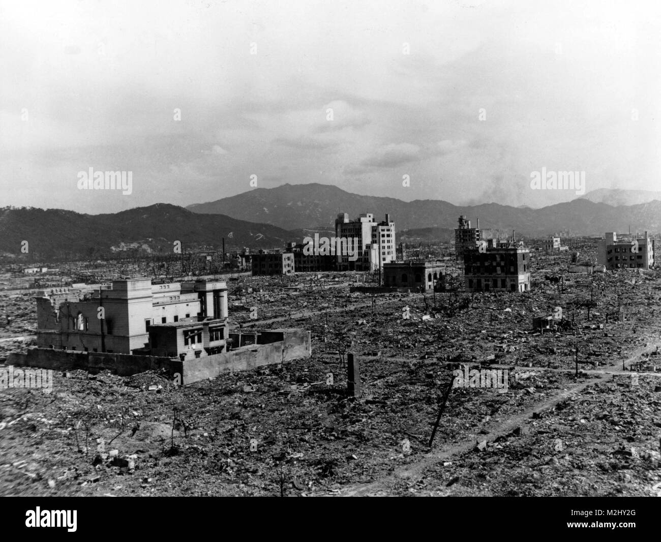 WWII, Nagasaki, Aftermath of Atomic Bomb, 1945 Stock Photo
