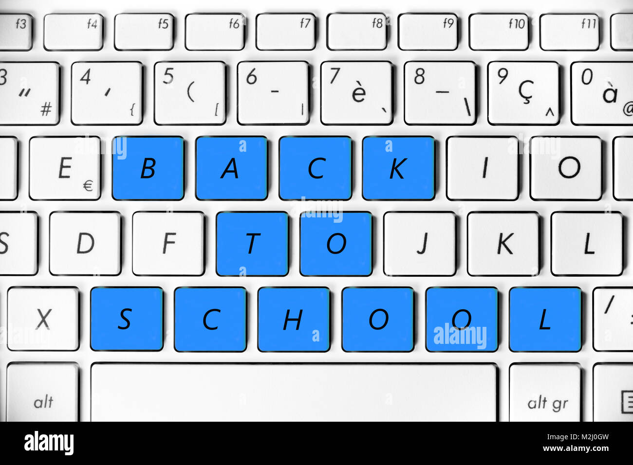 Back to school written on a computer keyboard Stock Photo