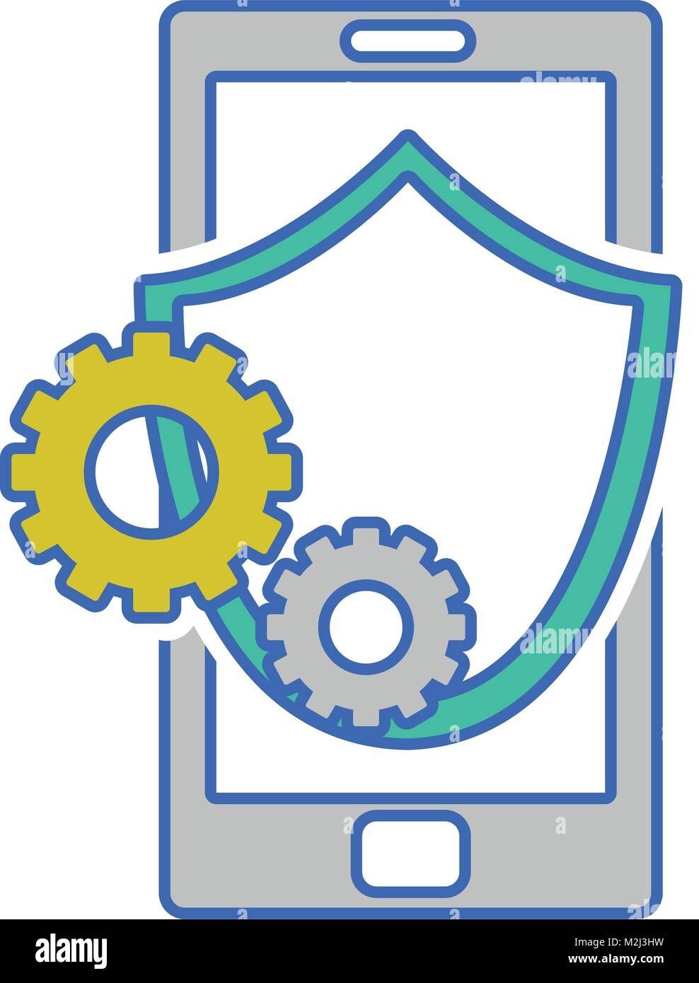 smartphone with shield security and gears process Stock Vector Image ...