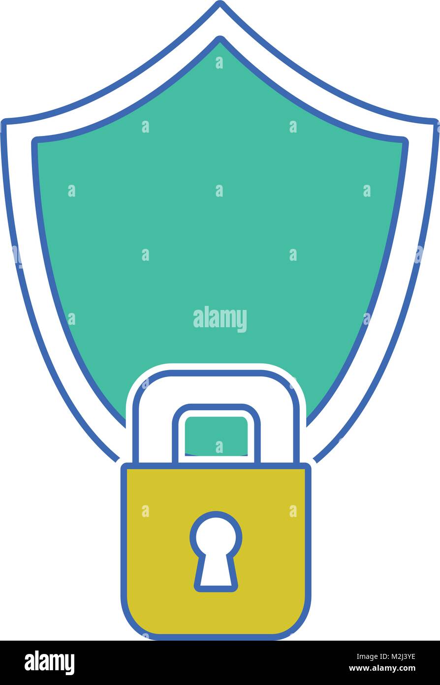 shield and padlock object to security protection Stock Vector Image ...