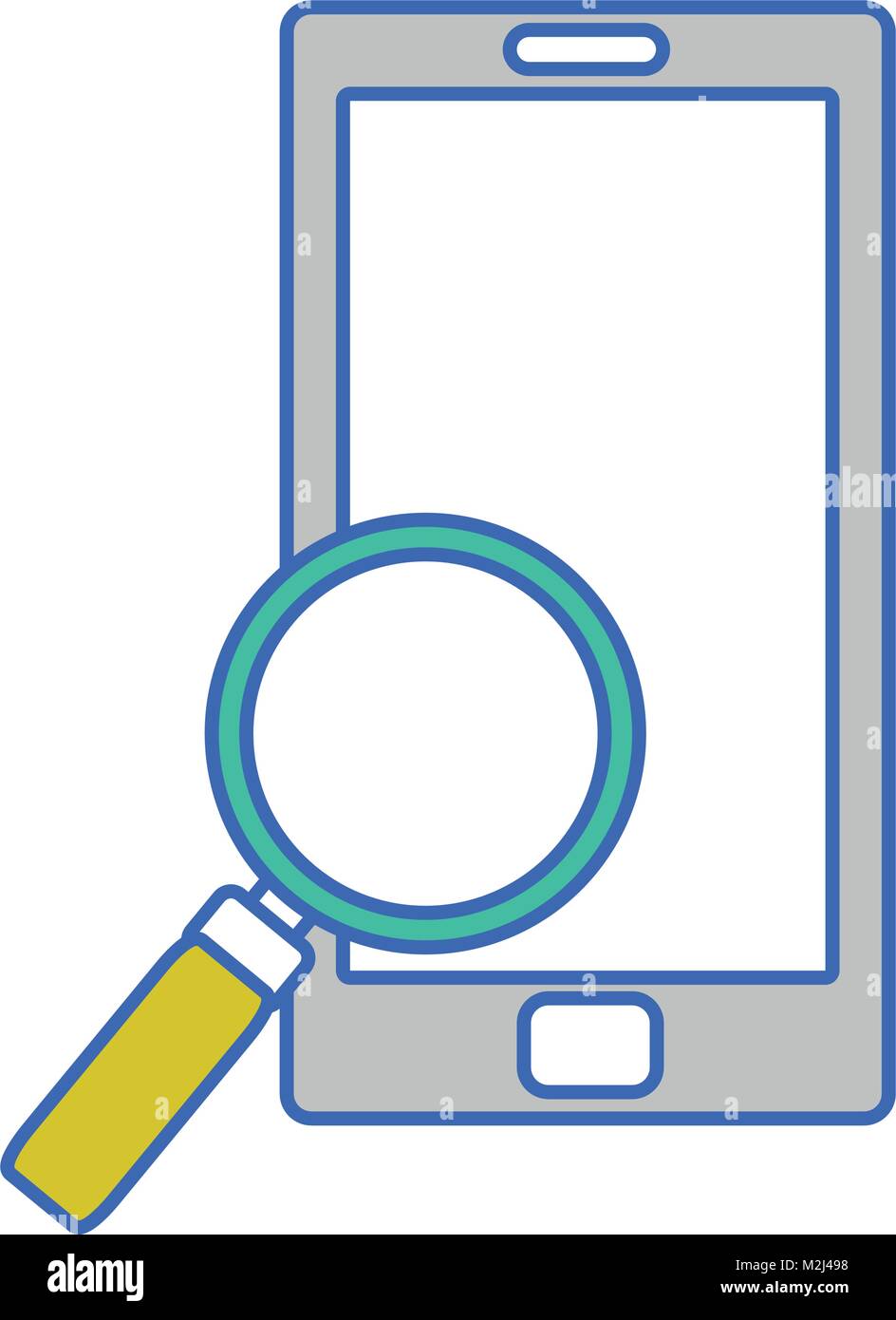 smartphone technology with magnifying glass tool Stock Vector Image ...