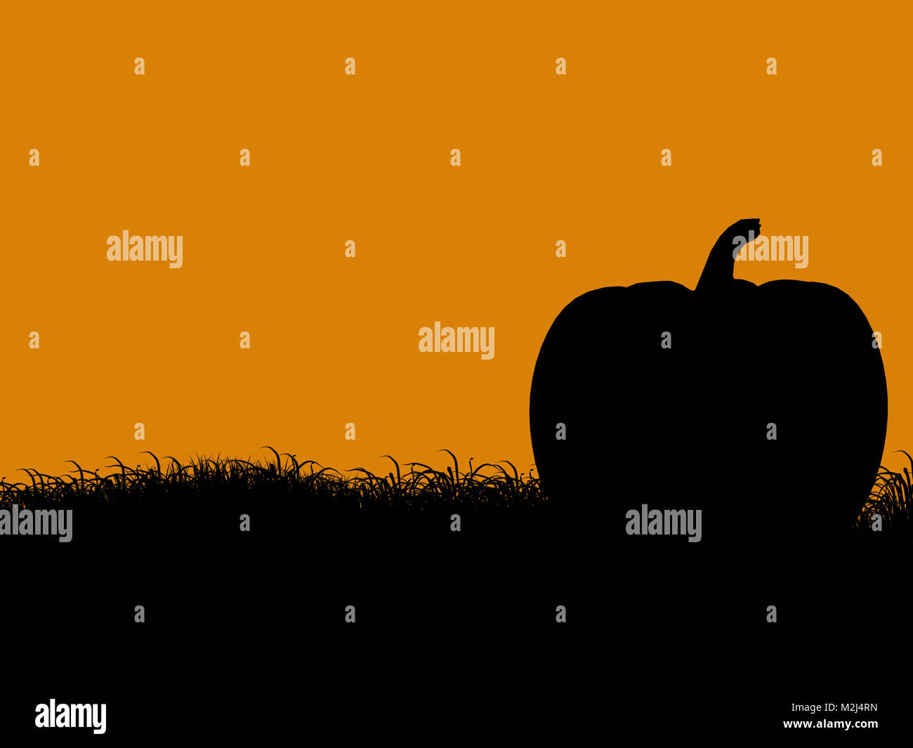 A black halloween illustration silhouette on an orange background Stock ...