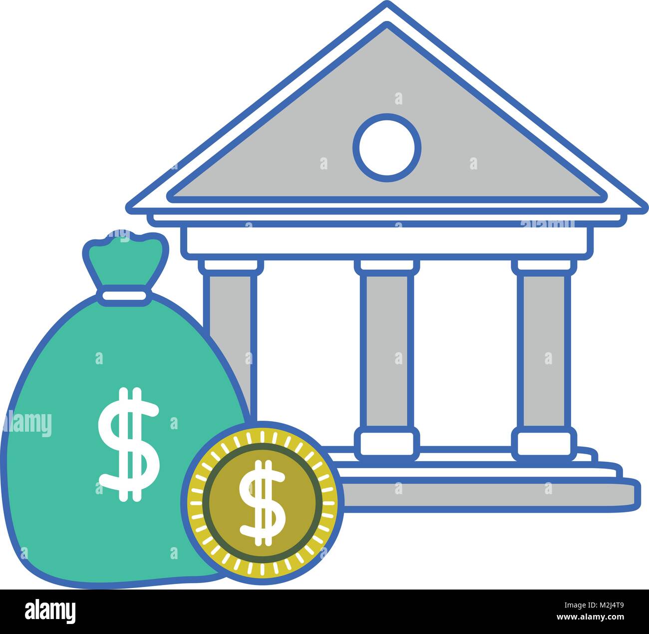finance bank with money bag and coins Stock Vector Image & Art - Alamy