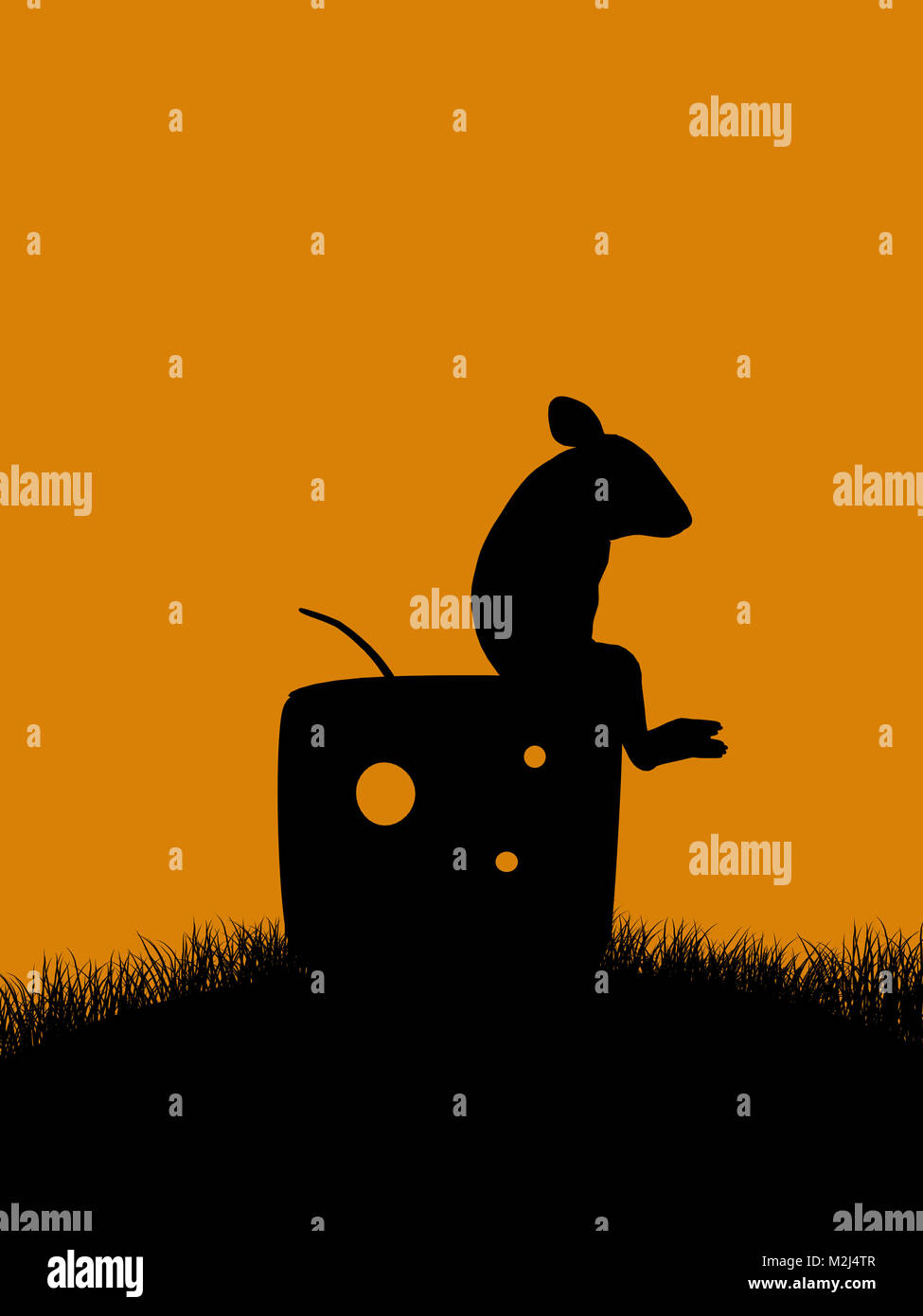 A black halloween illustration silhouette on an orange background Stock ...