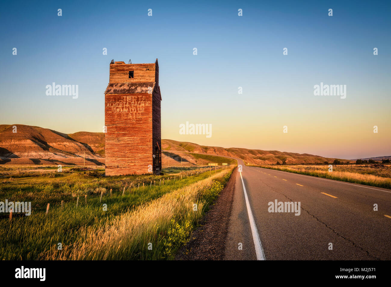 Old grain elevator in the ghost town of Dorothy  Stock Photo