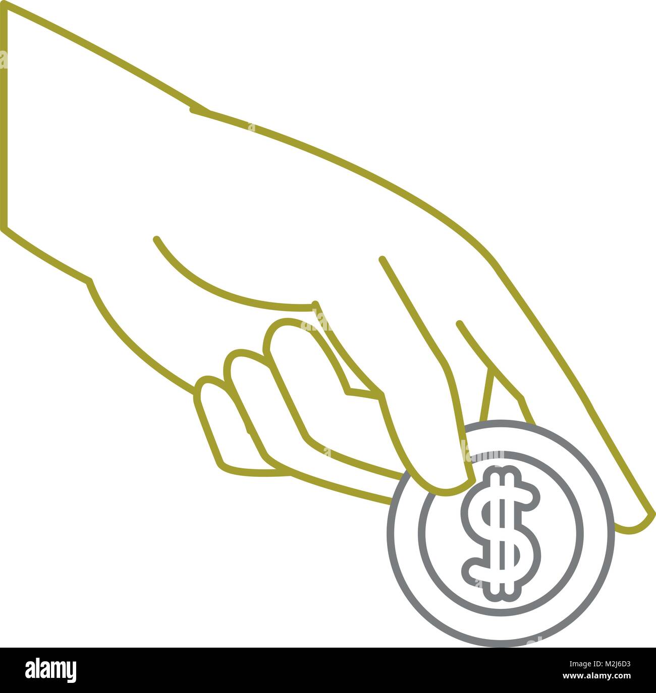 yellow line hand with metal coin cash money Stock Vector Image & Art ...