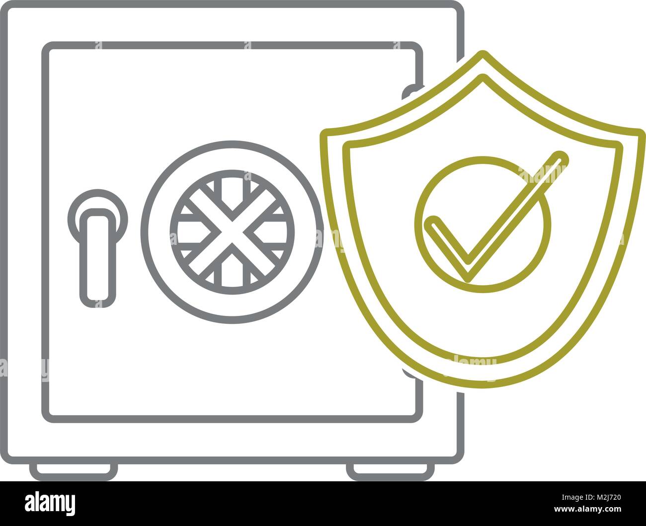 yellow line strong box object with shield security Stock Vector Image ...