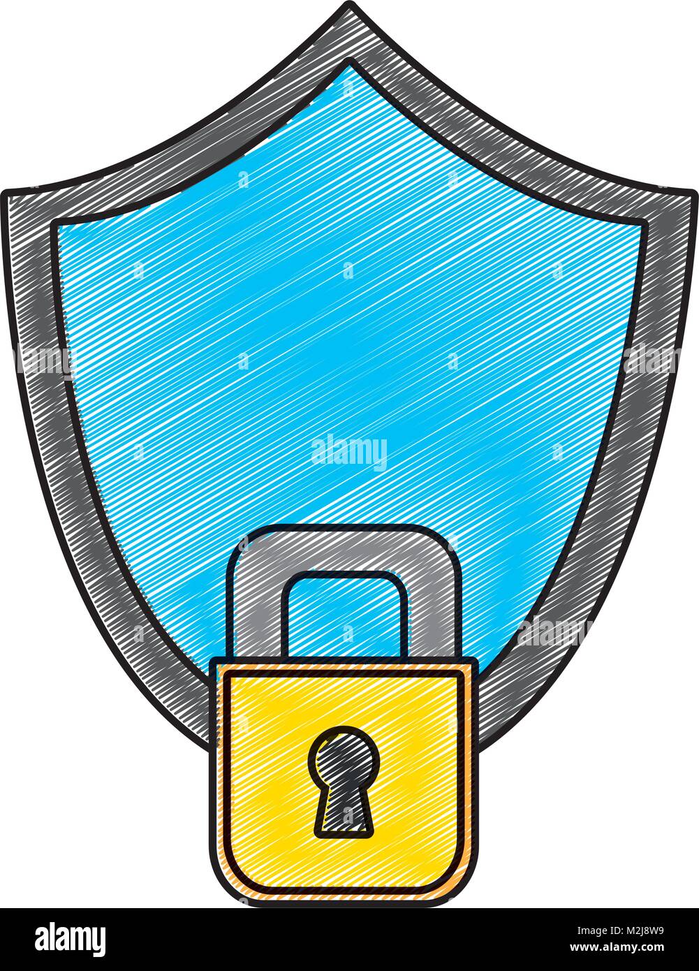 grated shield and padlock object to security protection Stock Vector ...