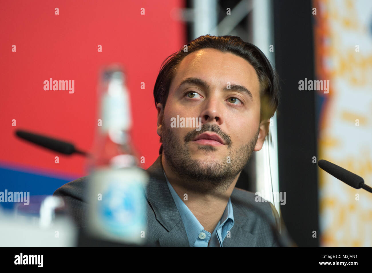 Press conference 63rd Berlinale International Film Festival in Berlin, with Bille August movie, “NIGHT TRAIN TO LISBON” the actors of the movie are Jeremy Irons ,Mélanie Laurent , Jack Huston , Martina Gedeck. Stock Photo
