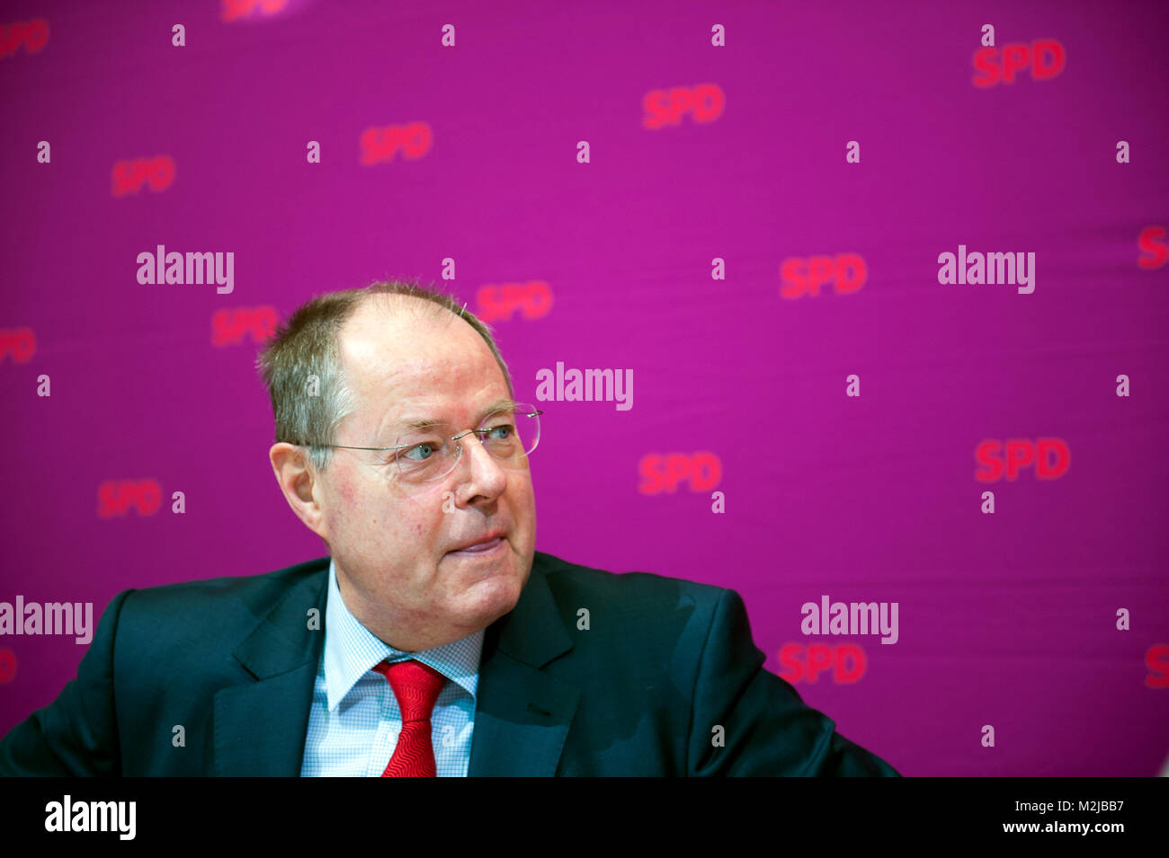 SPD party executive meeting. Social Democratic Party of Germany is a social-democratic political party in Germany. Peer Steinbrück. Stock Photo