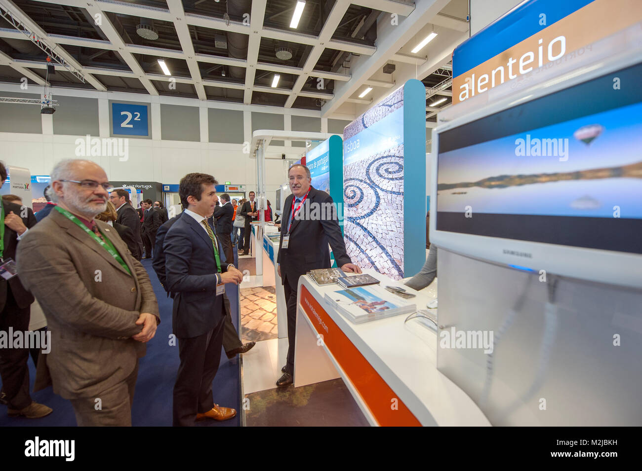 Visit the Secretary of State for Tourism Dr. Adolfo Mesquita Nunes to ITB and meeting with his German counterpart Dr. Ernst Burgbacher and the Governor of the City of Berlin, Dr. Klaus Wowereit. Secretary of State Mosque Nunes visited the stand of Portugal. Stock Photo