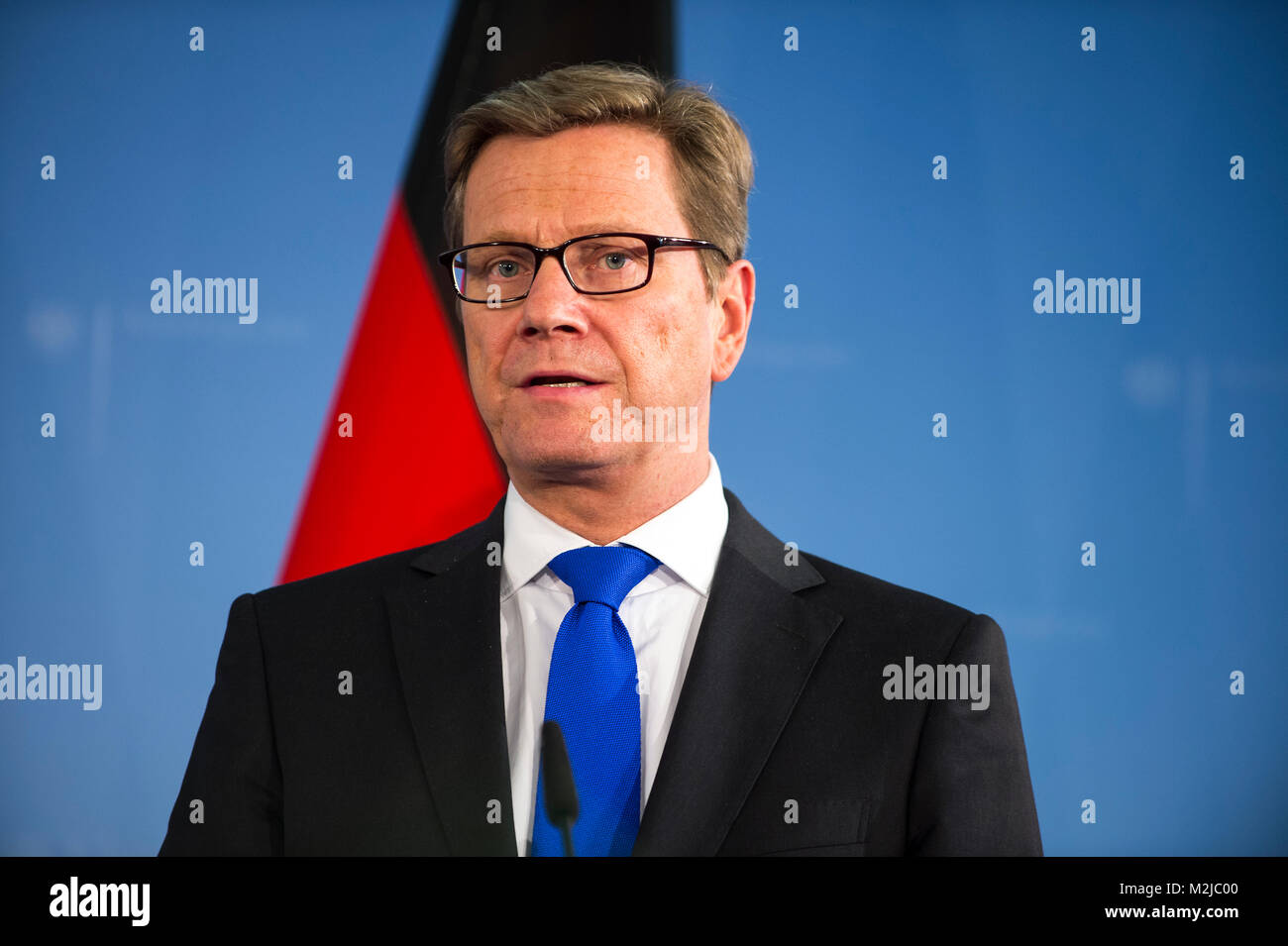 Algerian Foreign Minister, Mourad Medelci, meet today with German Foreign Minister Guido Westerwelle for a bilateral meeting. Discussed and reached an agreement to fight against terrorism. Stock Photo