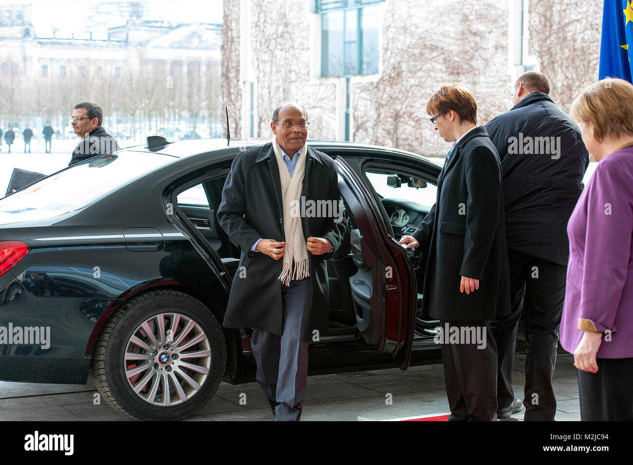 Federal Chancellor Angela Merkel receives today President of the Republic of Tunisia, Moncef Marzouki to discuss the political situation in Tunisia and North Africa, especially in Mali. Stock Photo