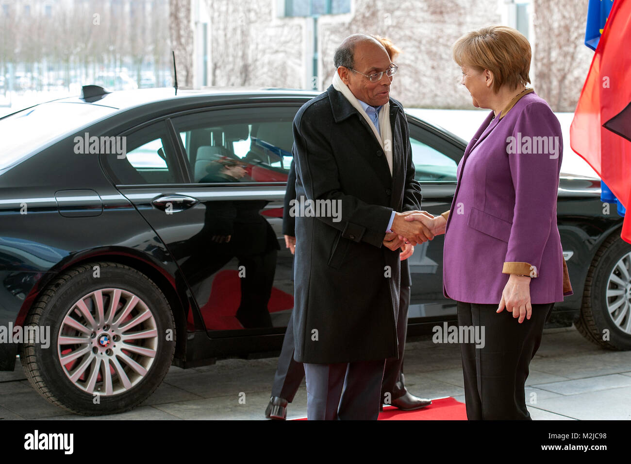 Federal Chancellor Angela Merkel receives today President of the Republic of Tunisia, Moncef Marzouki to discuss the political situation in Tunisia and North Africa, especially in Mali. Stock Photo