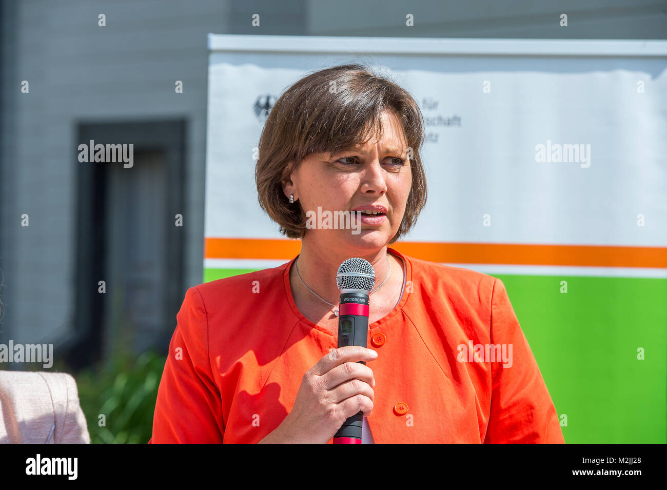 Federal Minister of Food, Agriculture and Consumer Protection Ilse Aigner and Federal Minister of Education and Research Johanna Wanka and Prof. Dr. Christine Lang from Bioeconomy Institute presented today the bioeconomy strategy of the Federal government in Berlin. Stock Photo