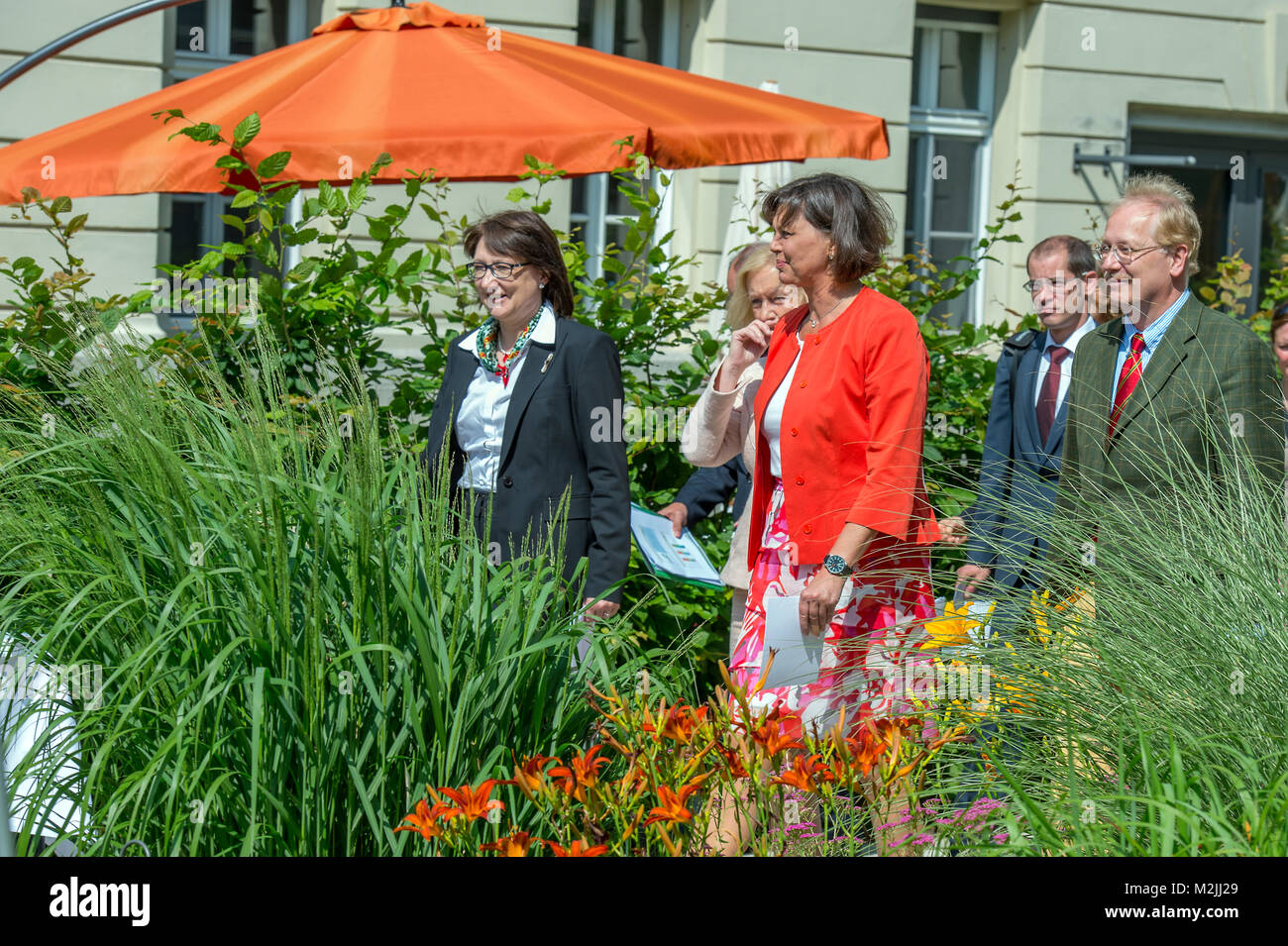 Federal Minister of Food, Agriculture and Consumer Protection Ilse Aigner and Federal Minister of Education and Research Johanna Wanka and Prof. Dr. Christine Lang from Bioeconomy Institute presented today the bioeconomy strategy of the Federal government in Berlin. Stock Photo