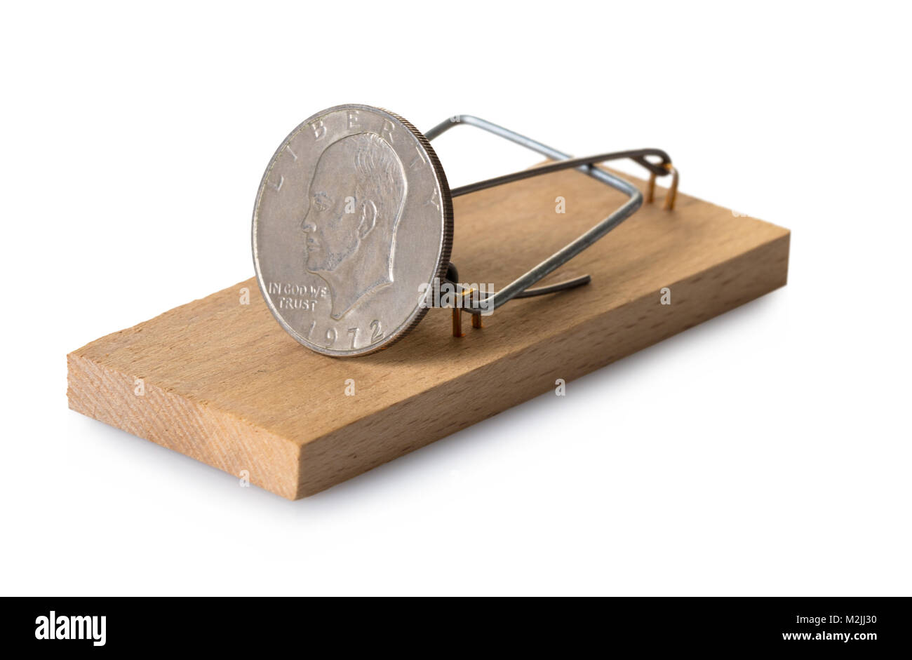mousetrap with dollar coin on white isolated background Stock Photo - Alamy