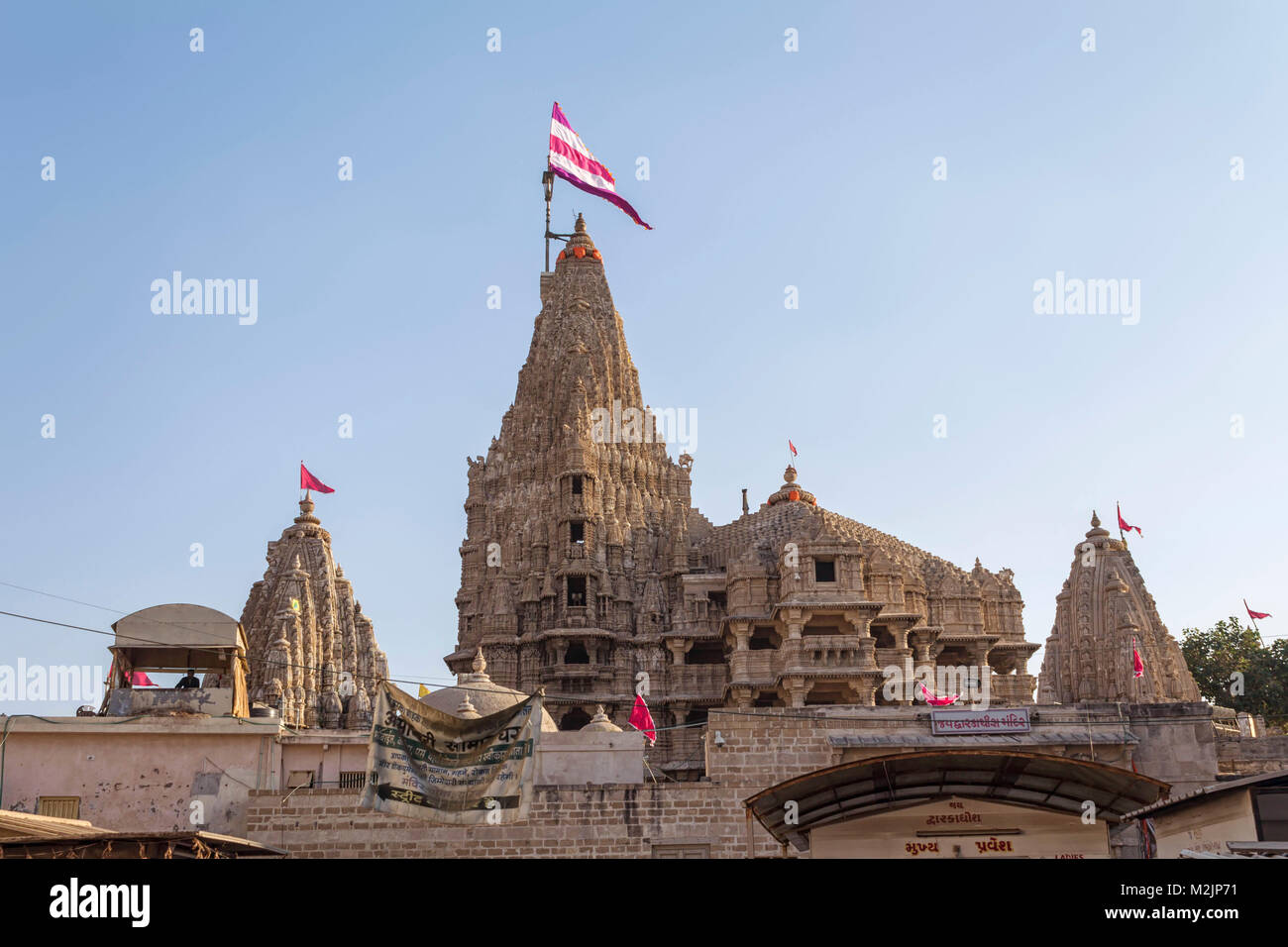 Dwarka , Gujarat, India, December 15,2014 A Front View Of Dwarkadhish Temple Stock Photo