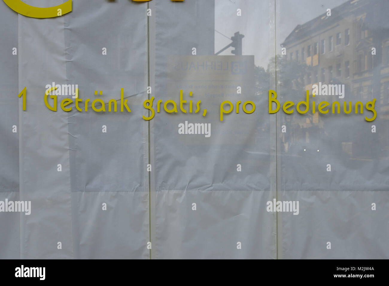 Shop window of a former shop in  Berlin-Neukoelln: GERMANY, BERLIN, (c) J.A.Fischer - Gross Wittfeitzen 8 - 29496 Waddeweitz - phone 0152018497 Stock Photo