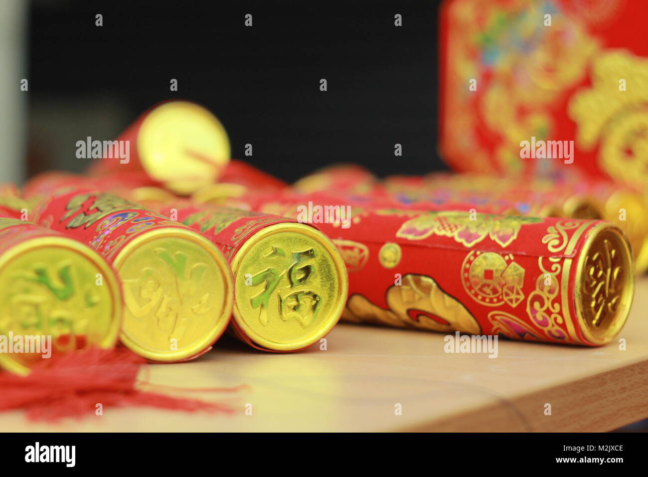 Chinese Spring Festival party poppers Stock Photo