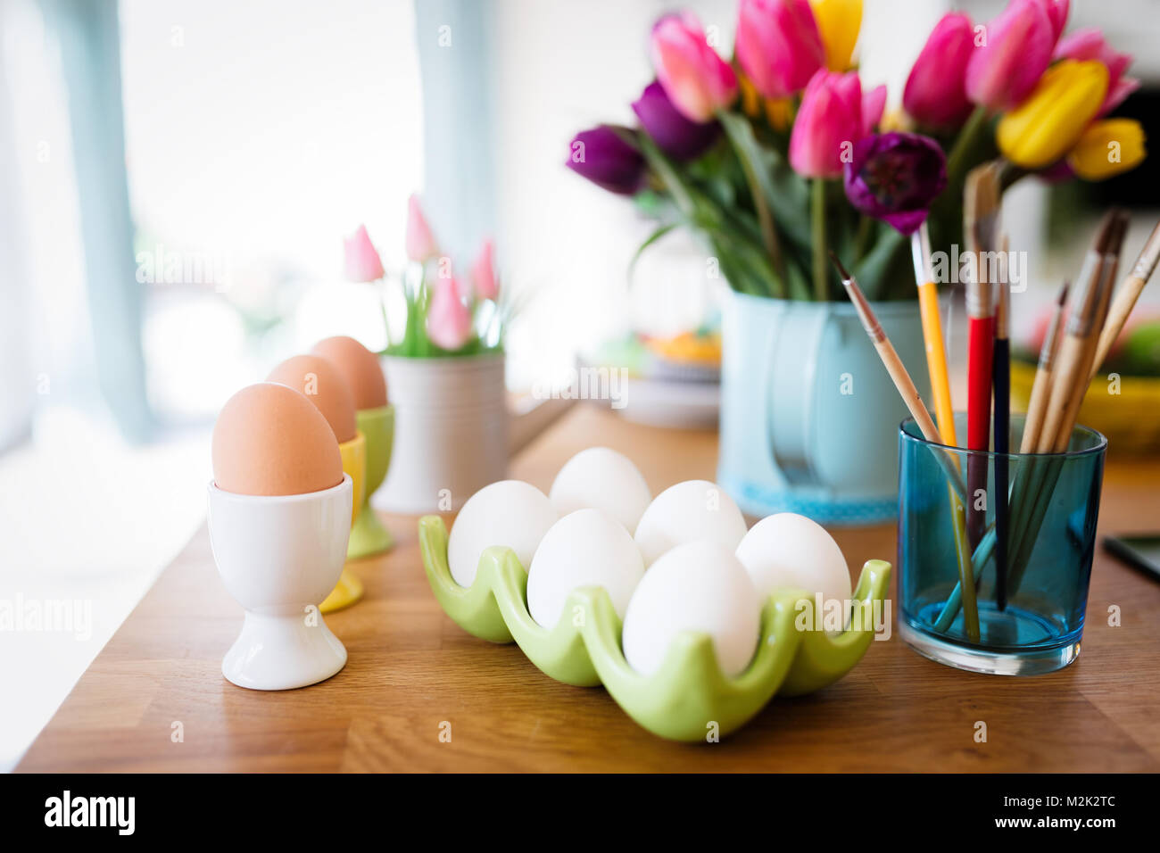 Easter concept, painting of easter eggs Stock Photo
