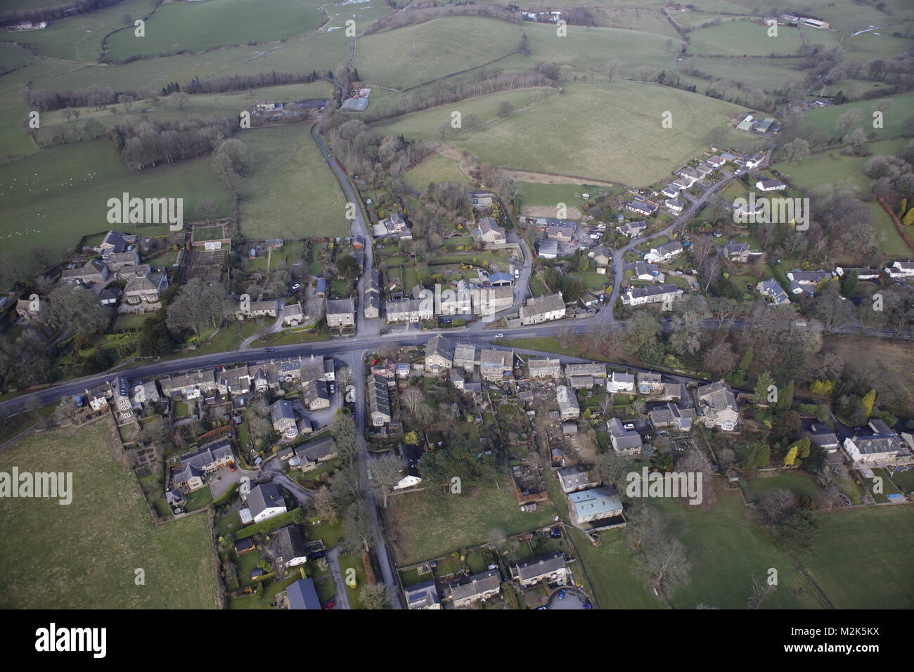 An aerial view of the North Yorkshire Village of Thornton-in-Craven Stock Photo