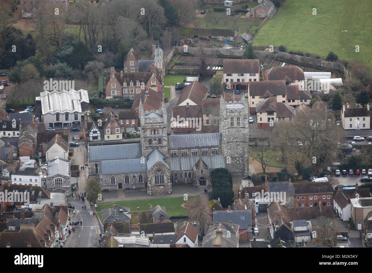 An aerial view of Wimborne Minster, Dorset Stock Photo