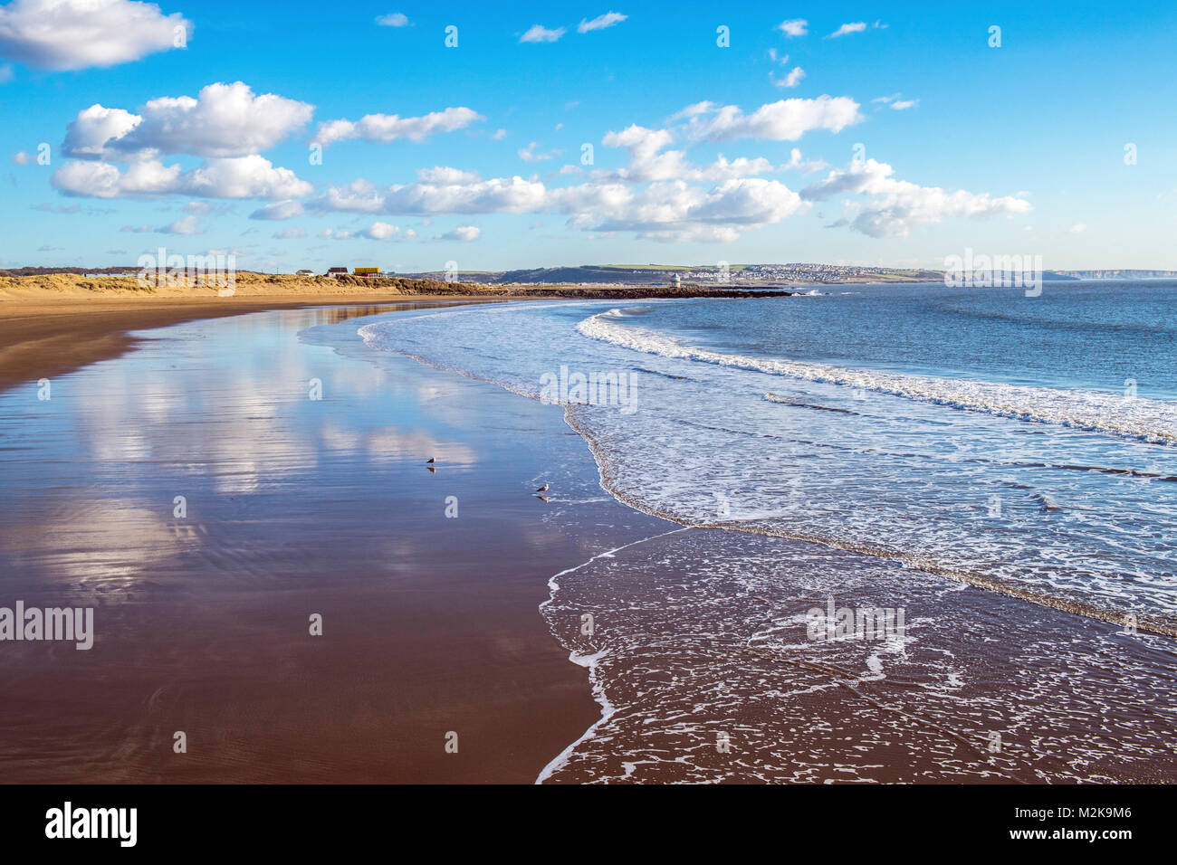 Sandy Bay Porthcawl on a sunny winter day, south Wales Stock Photo