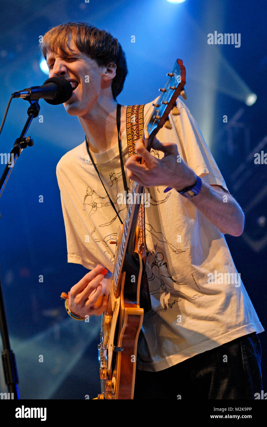 Deerhunter [Bradford Cox pictured] performing live at All Tomorrow's Parties at Butlins in Minehead. 17th May 2009. Stock Photo