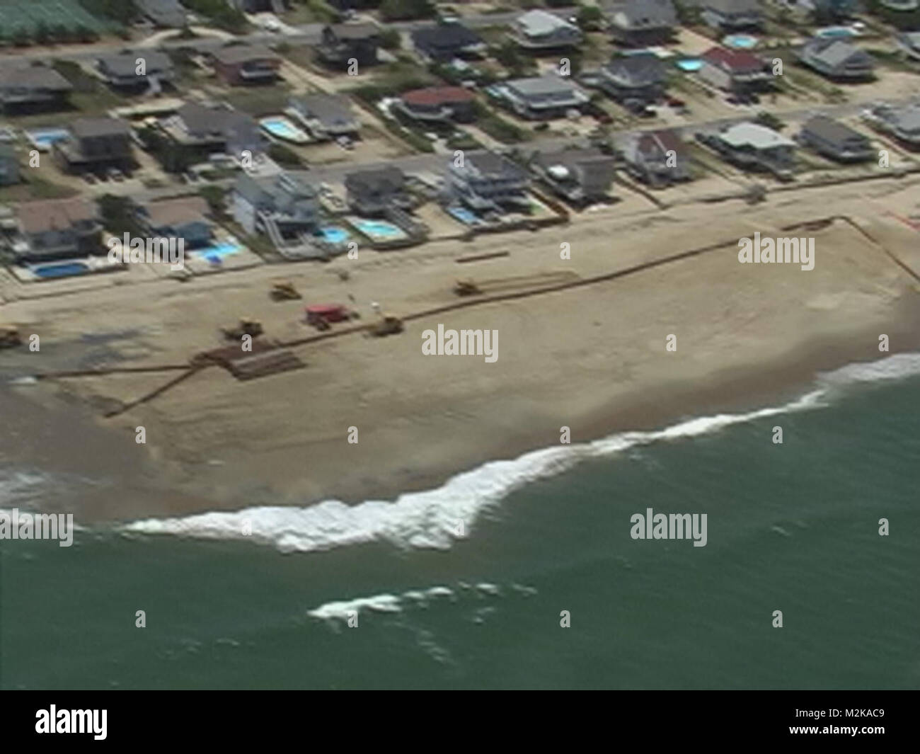 An Aerial shot of the beach replenishment project at Sandbridge, Va