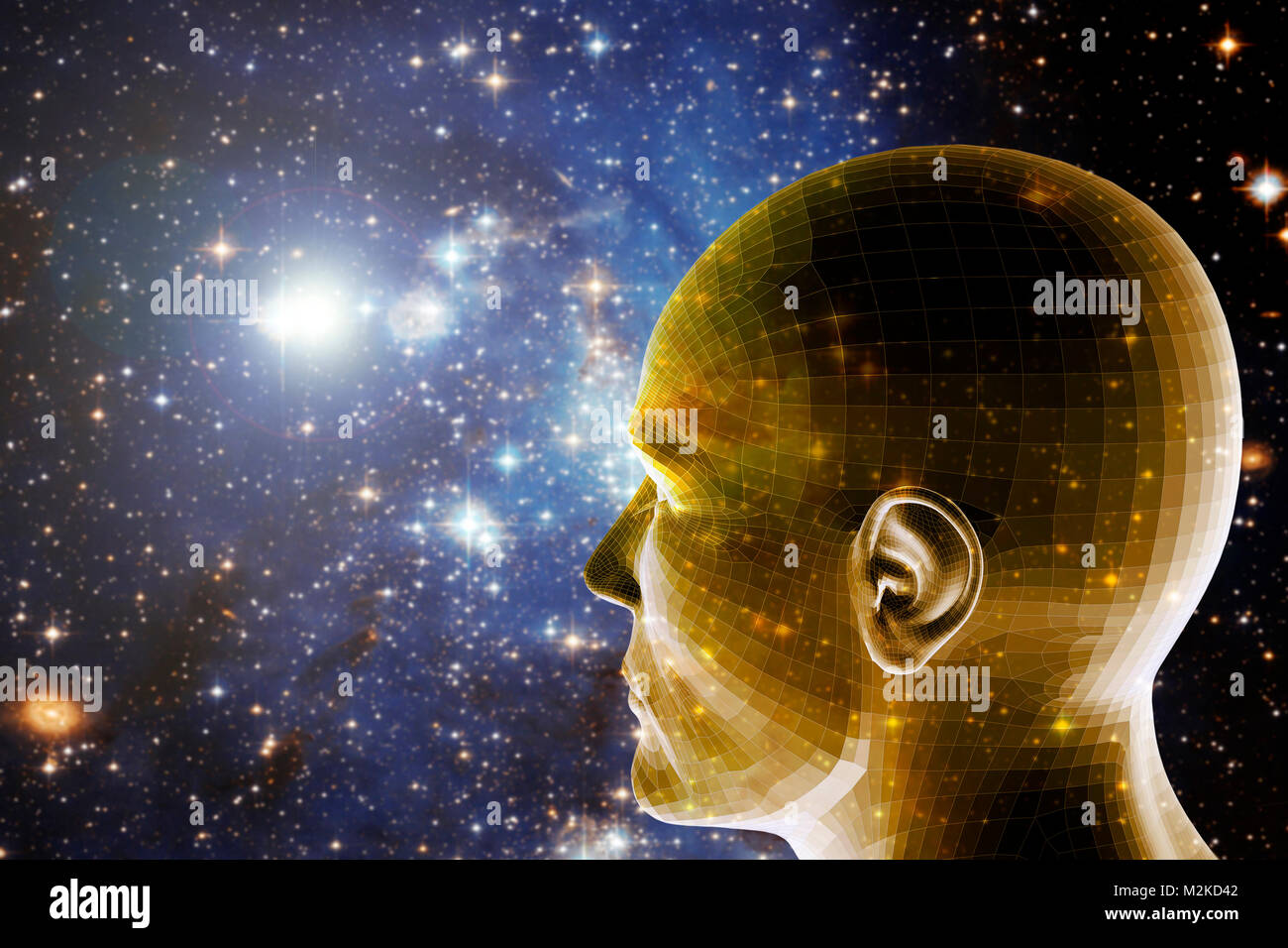 human head and universe, knowledge and future concept Stock Photo