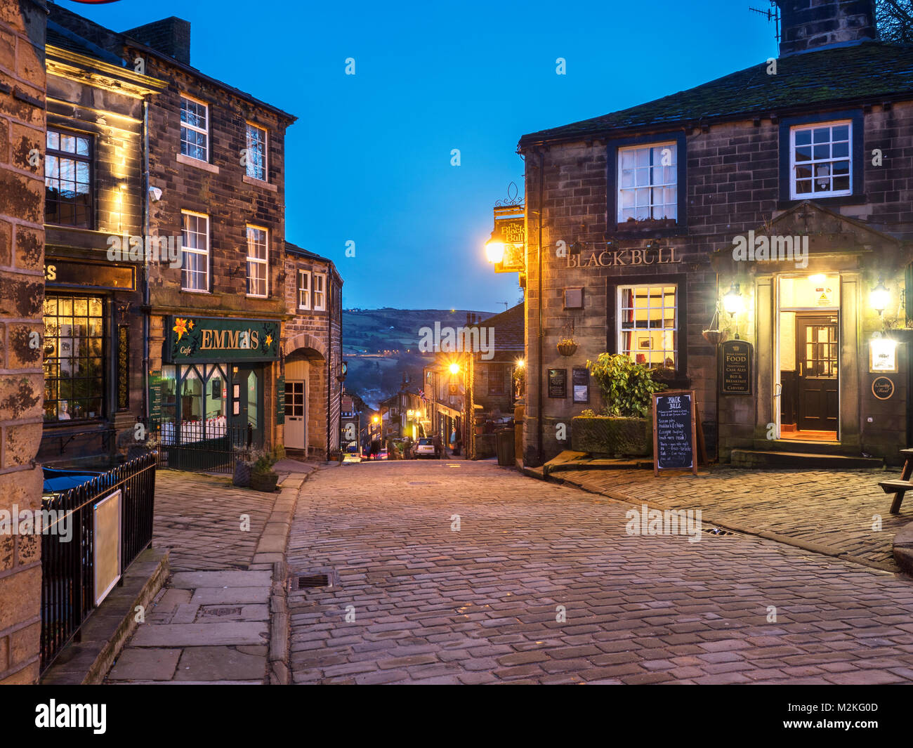 Haworth main street at dusk hires stock photography and images Alamy