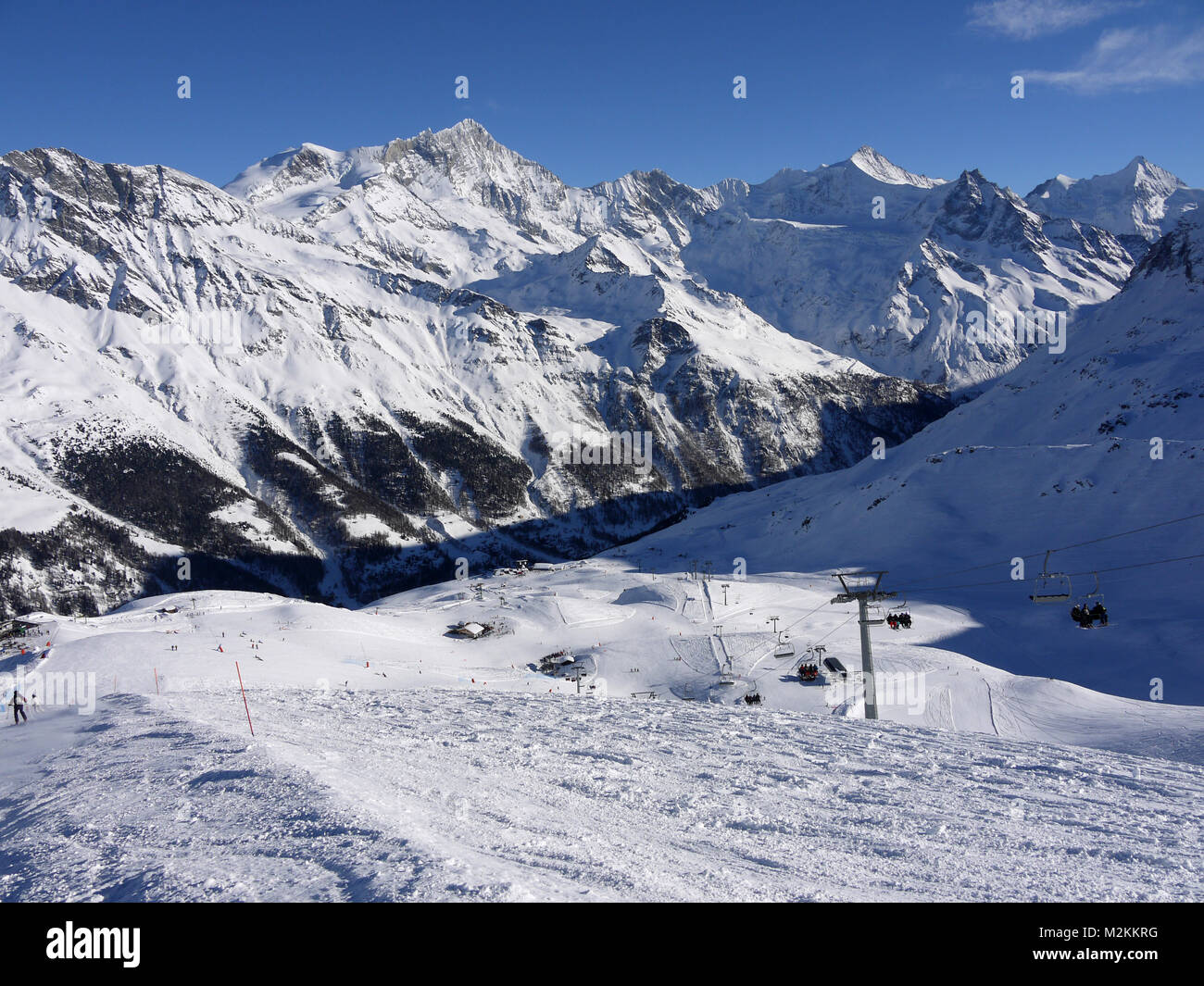 Holiday snow sports resort of Zinal in the Val ‘Annivers in the Swiss Alps in the canton of Valais Stock Photo