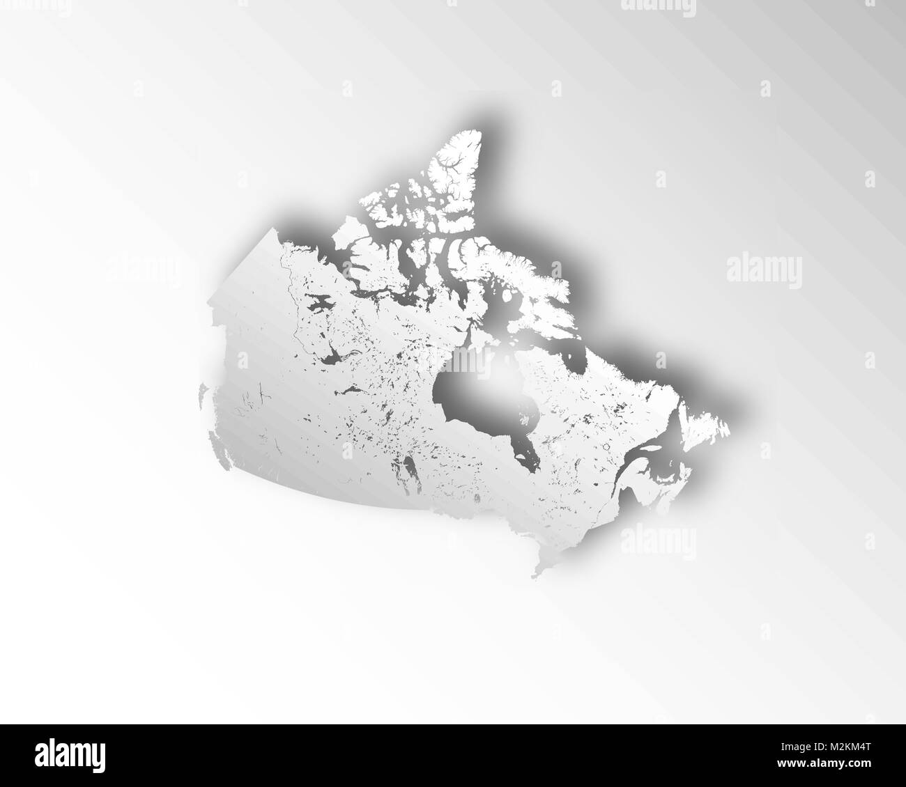 Map of Canada with paper cut effect. Rivers and lakes are shown. Stock Vector