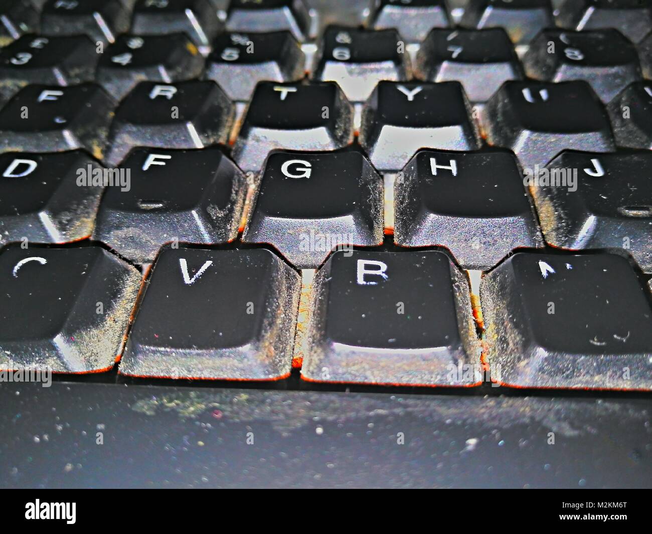 closeup view of a dirty keyboard Stock Photo