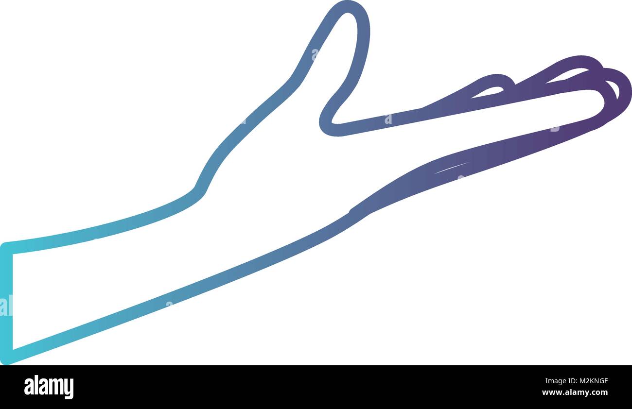 arm extended hand gesture on gradient color silhouette from blue to