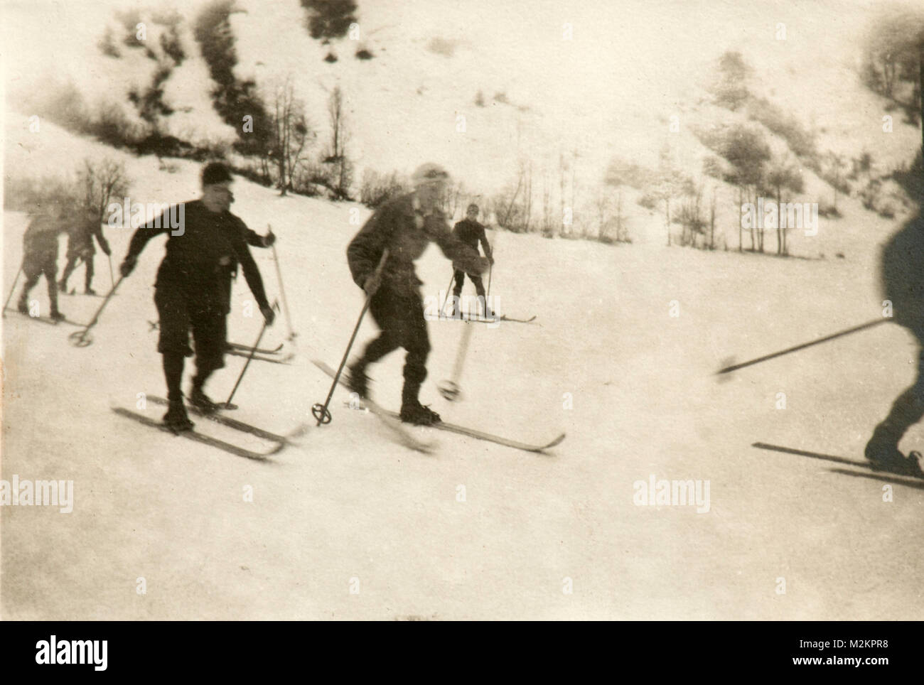 Winter sports on the italian Alps in 1924 (Cadore) Stock Photo