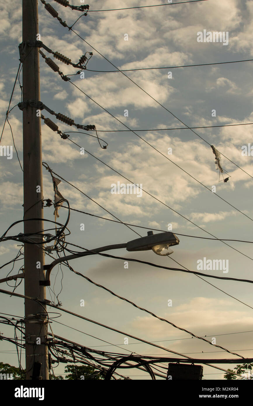 Telegraph pole and street light at Ocho Rios, Jamaica, West Indies