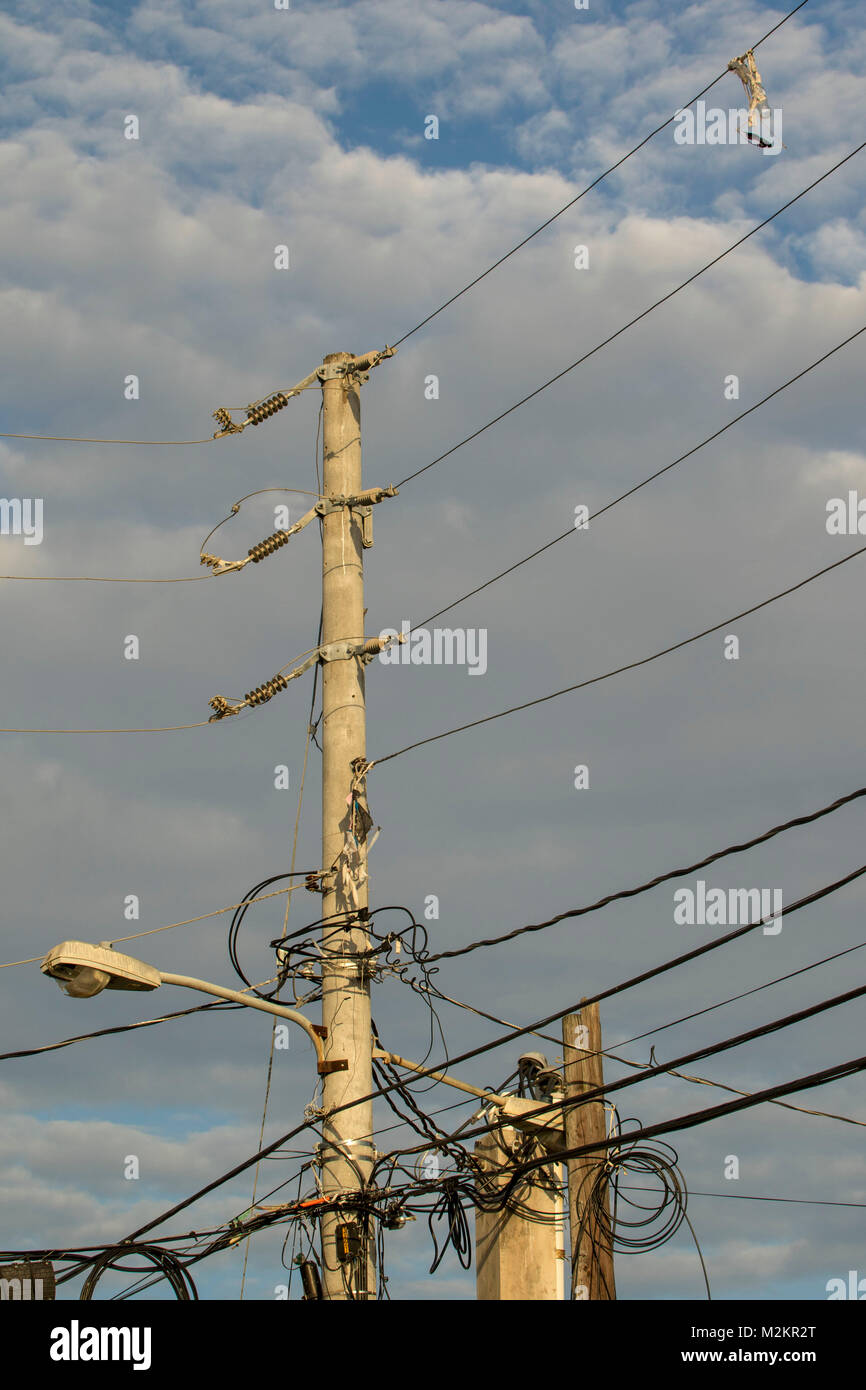 Telegraph pole and street light at Ocho Rios, Jamaica, West Indies