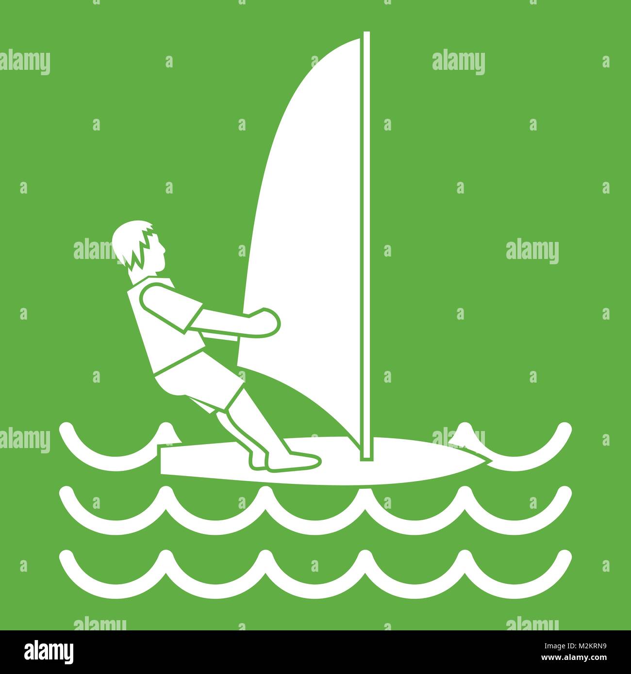 Man on windsurf icon green Stock Vector