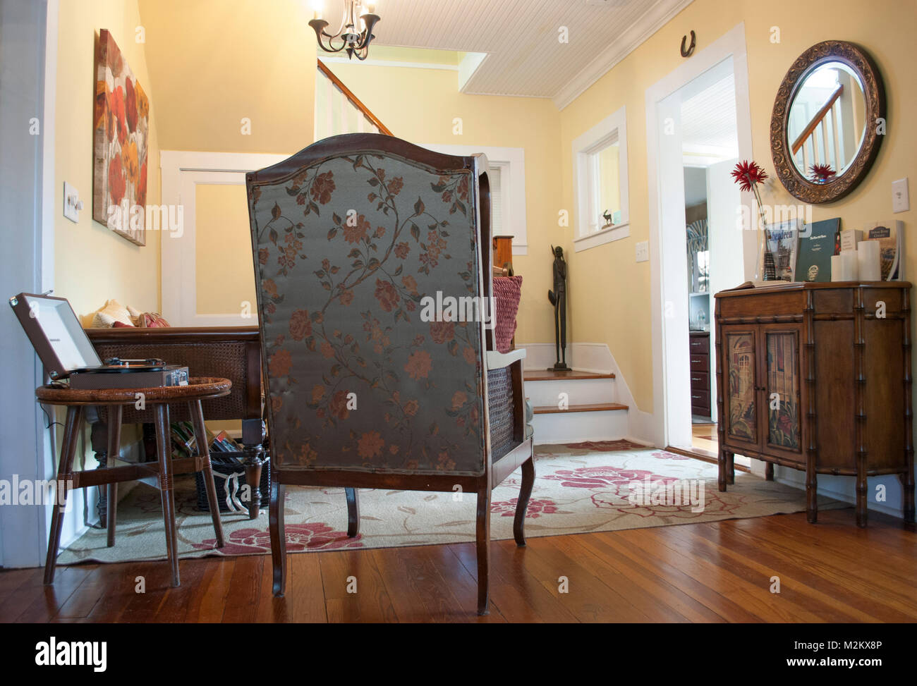 Interior with vintage furniture. Southern style. European retro pieces