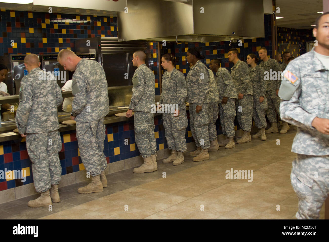 Trainee Soldiers eat lunch at the new Army Ordnance Dining Facility at