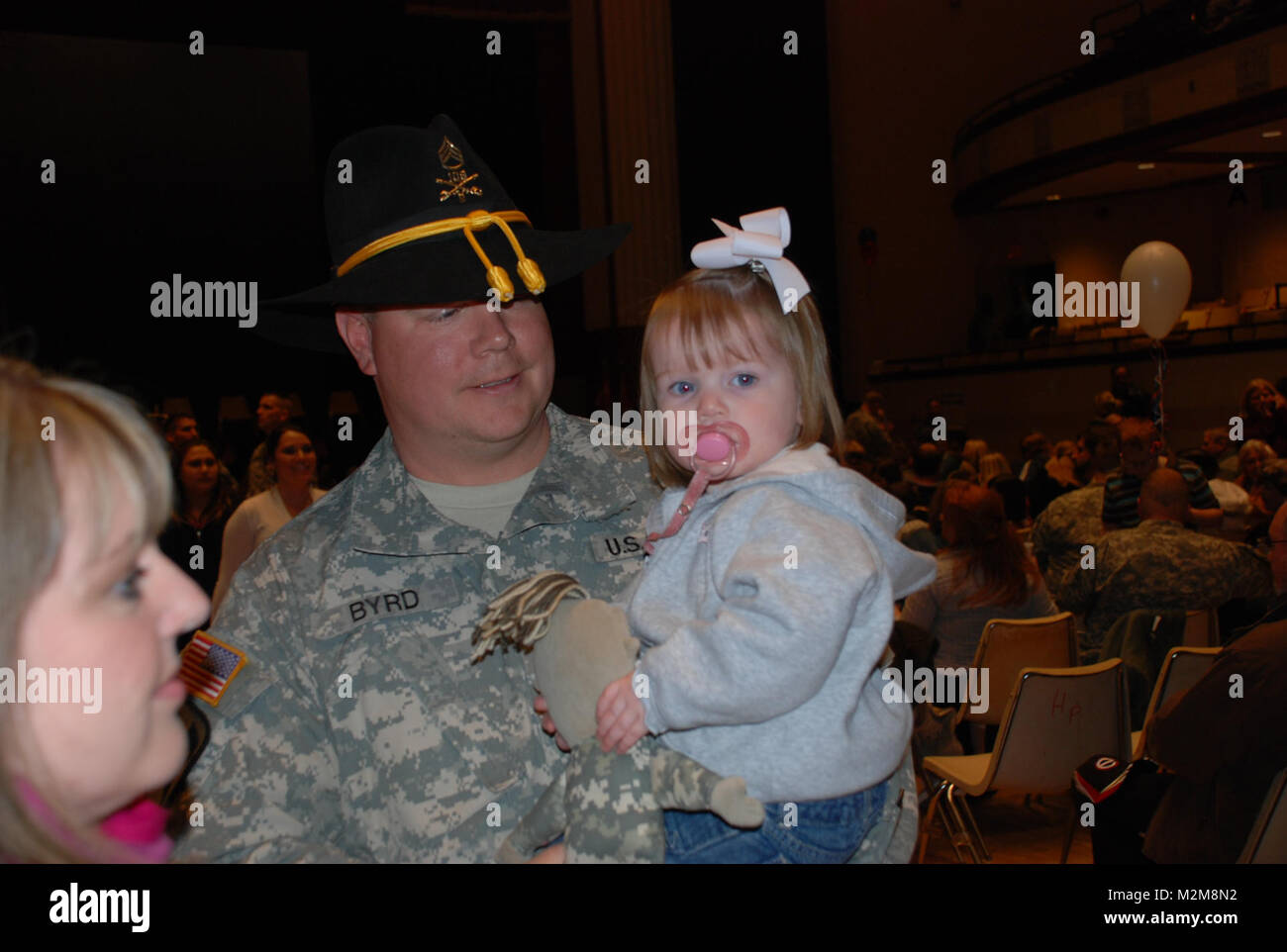 SHREVEPORT - Soldiers of the Louisiana Army National Guard's 2-108th Cavalry Squadron 256th Infantry Brigade Combat Team bid farewell to family and friends at deployment ceremonies on Jan. 7th at the  Municipal Memorial Auditorium, Shreveport, La. as they prepare to deploy to Iraq in support of Operation Iraqi Freedom. (U.S. Army SFC Carlos H Sanchez Louisiana National Guard State Public Affairs Office/Released) 256th IBCT Brigade 2-108th Cavalry by Louisiana National Guard Stock Photo