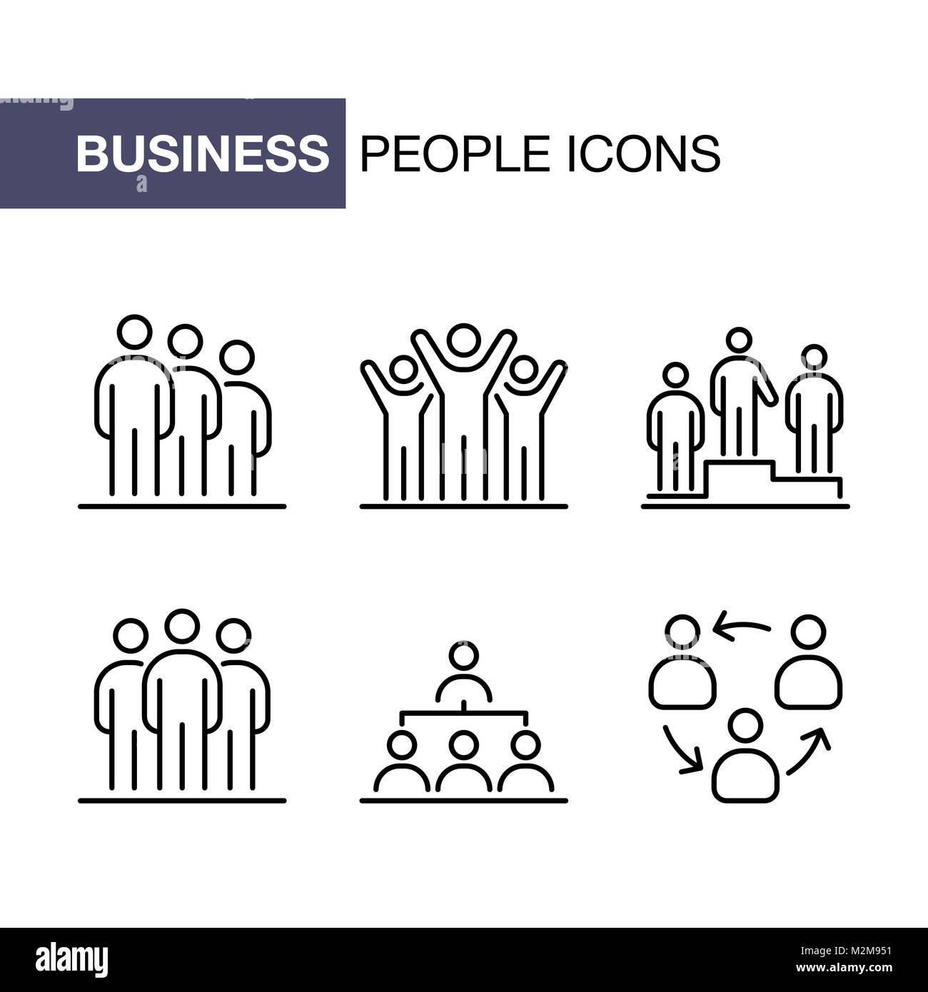 Business people icons set simple line flat illustration Stock Vector ...
