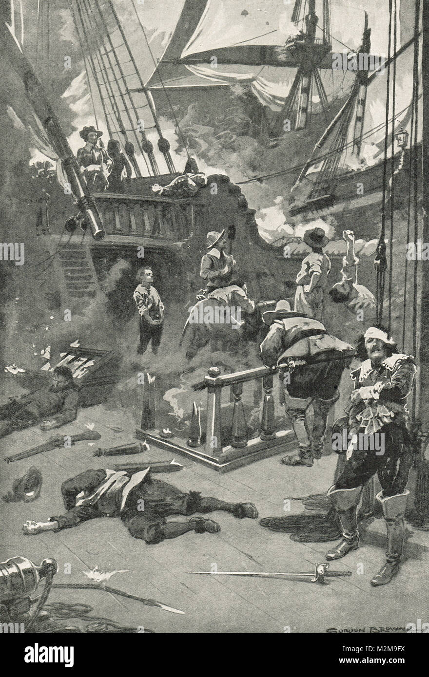 Battle of Scheveningen, 31 July 1653, final naval battle of First Anglo-Dutch War Stock Photo