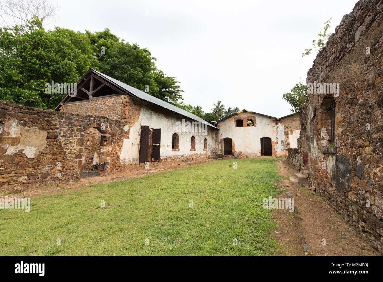 Ruins of former penal colony at Ile Royale, one of the islands of Iles du Salut (Islands of Salvation) in French Guiana. Stock Photo