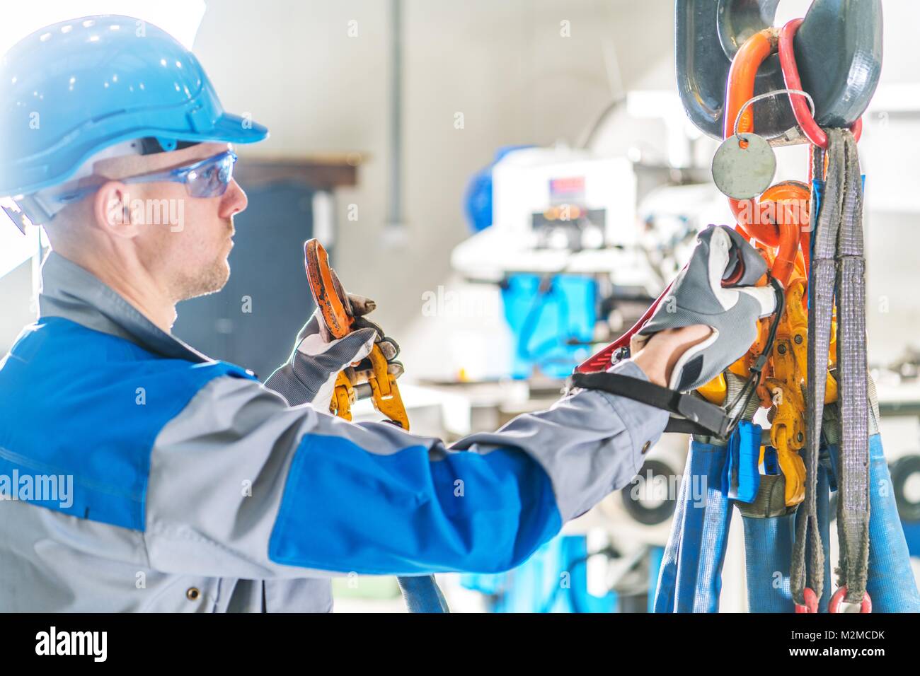 Heavy Duty Lift Crane Operator. Caucasian Ceiling Lift Worker Closeup Photo Stock Photo Alamy