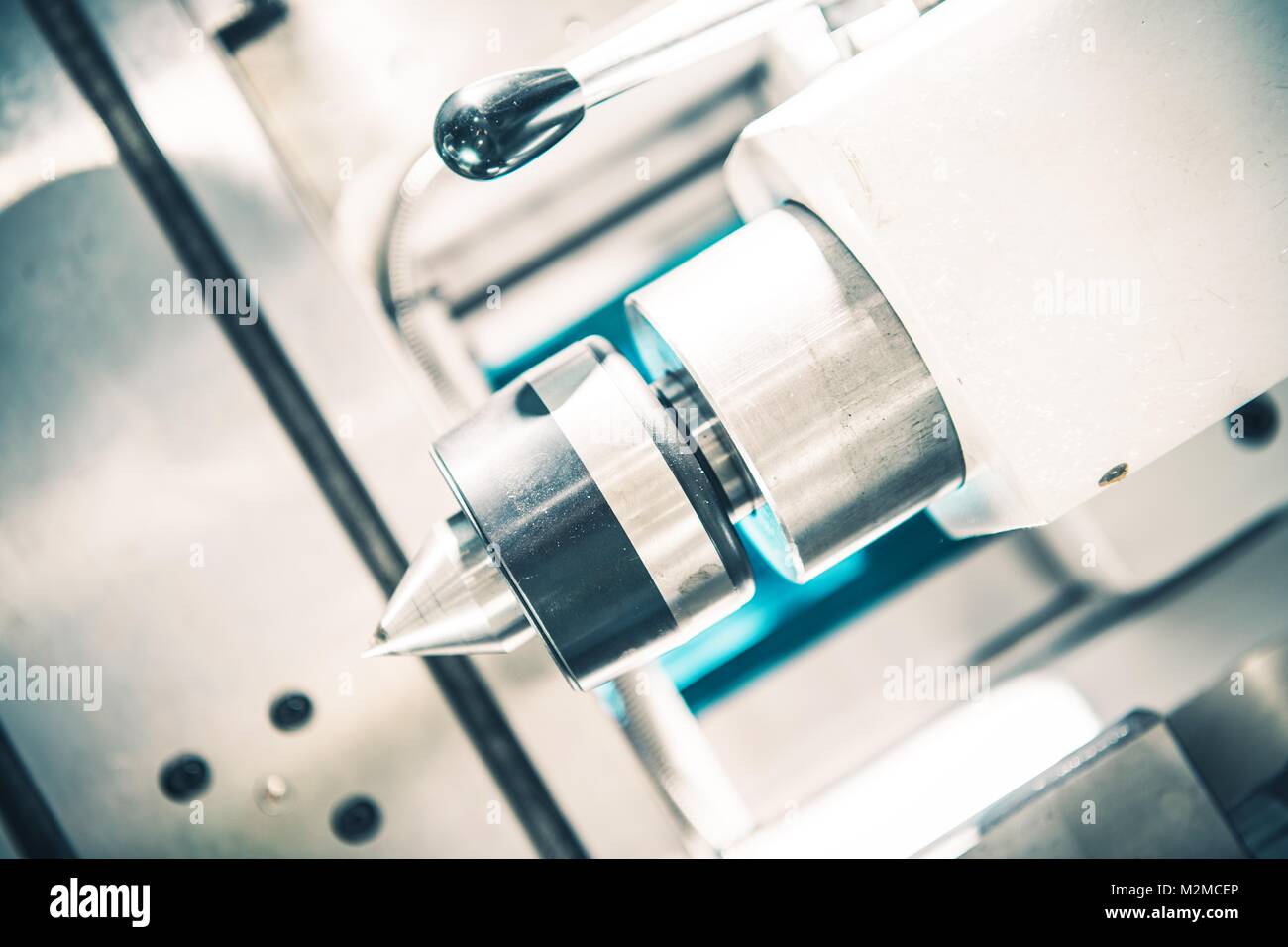 Lathe Rotation Mechanism Closeup Photo. Metal Working Industry Stock