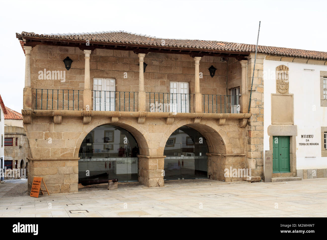 The Land of Miranda Museum is housed in the seventeenth century building of the fomer city hall, the Domus Municipalis, in Miranda do Douro, Portugal Stock Photo