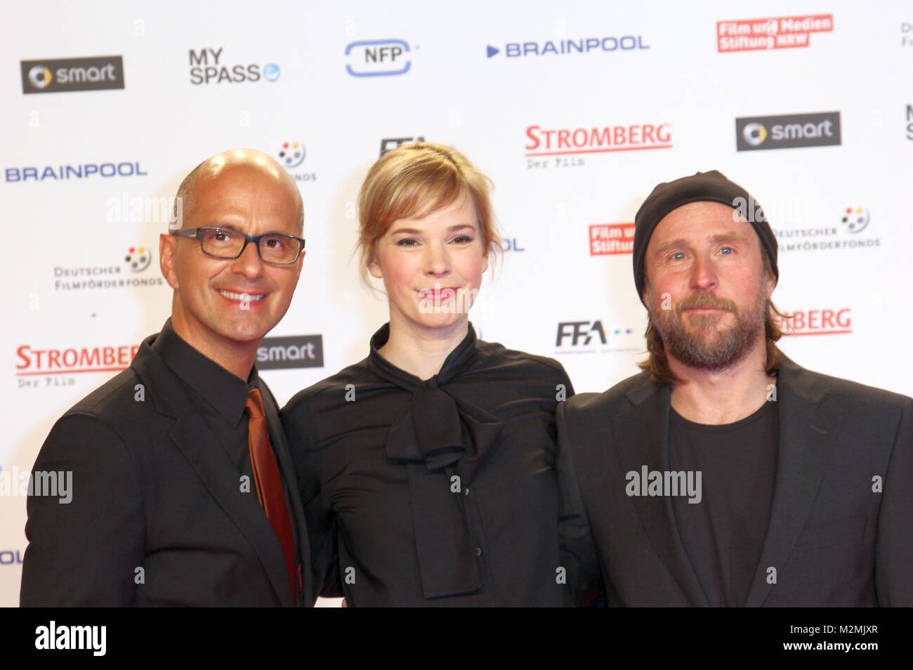Christph Maria Herbst,Milena Dreißig und Bjarne Mädel am 18.2.2014 bei der Weltpremiere'Stromberg' im Cinedom Köln Stock Photo